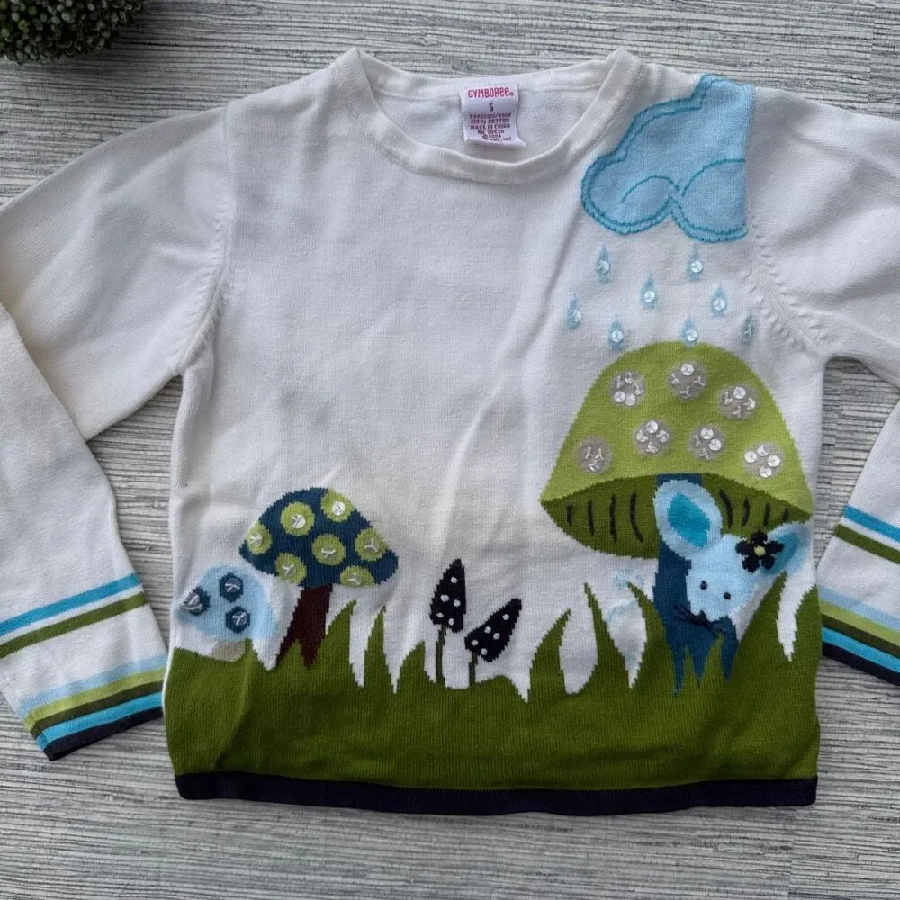Gymboree Vintage Hide N Seek Mushroom Mouse Sweater Size 5